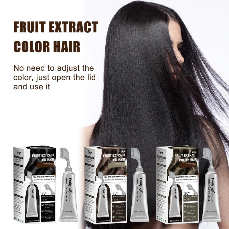 Fruit Extract Hair Dye Comb / Hair Dye Cream โ Portable Home Use, Gentle Plant-Based Hair Dye for Full Hair Coloring, Reusable No Mix Hair Color