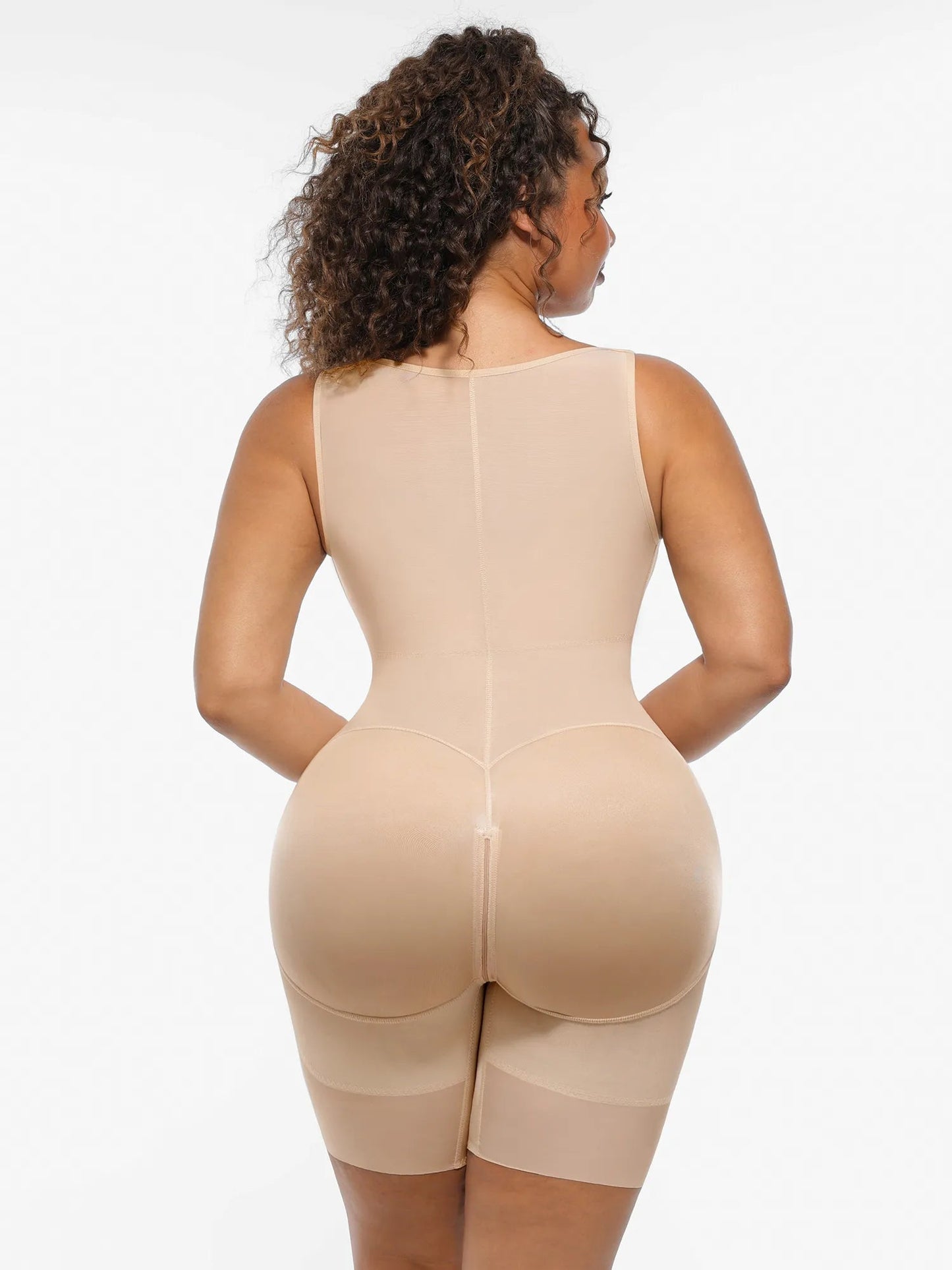 U-Shaped Faja Butt Lifting Bodysuit With Zipper Crotch