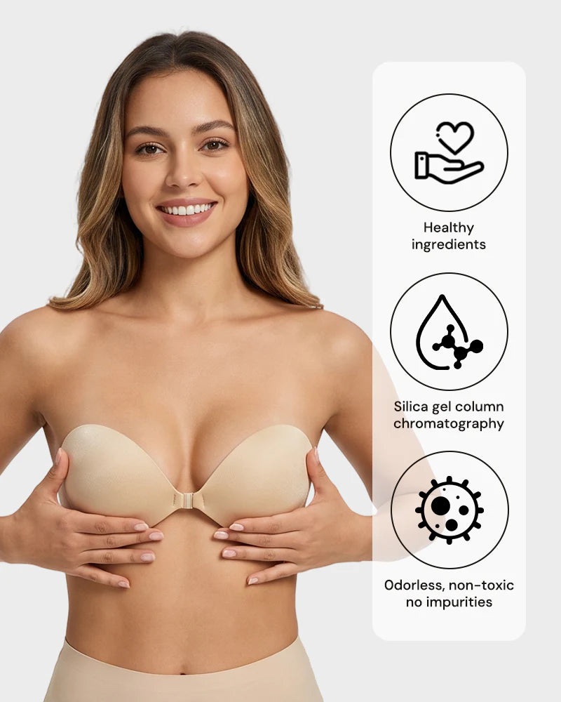 Skin contact surface of adhesive bra