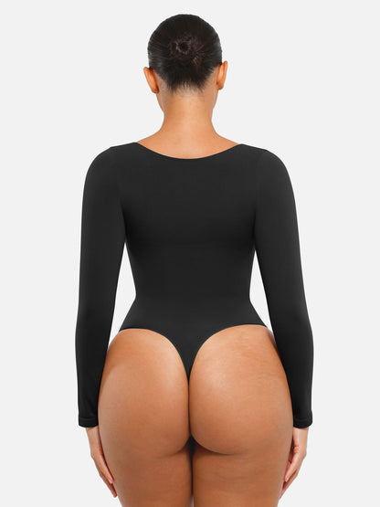 Seamless Long Sleeve Tummy Control Thong Bodysuit