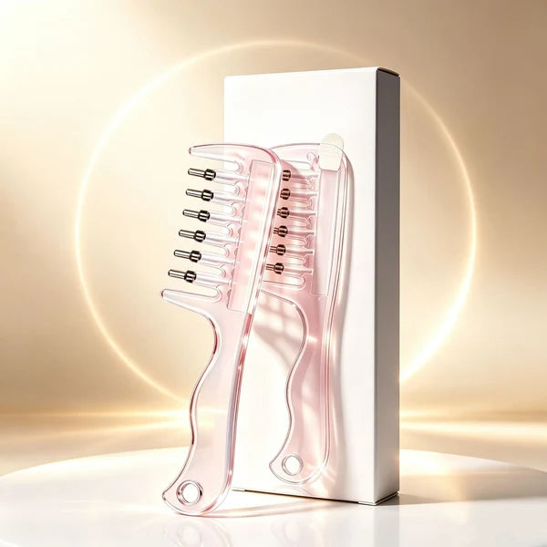💧Refillable Scalp Oil Applicator Comb with 6 Metal Massage Tips – Even Root Serum Distribution & Scalp Stimulation for Hair Care