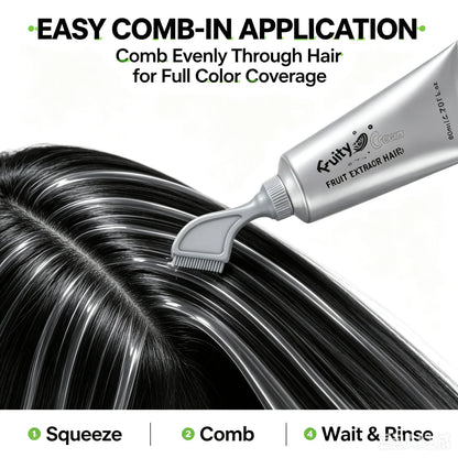 Fruit Extract Hair Dye Comb / Hair Dye Cream — Portable Home Use, Gentle Plant-Based Hair Dye for Full Hair Coloring, Reusable No Mix Hair Color
