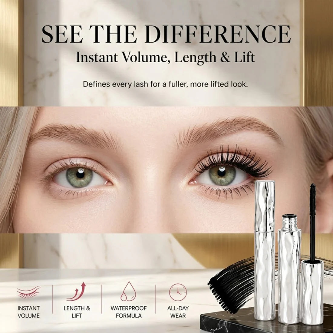Waterproof & Sweatproof Lengthening & Curling Mascara