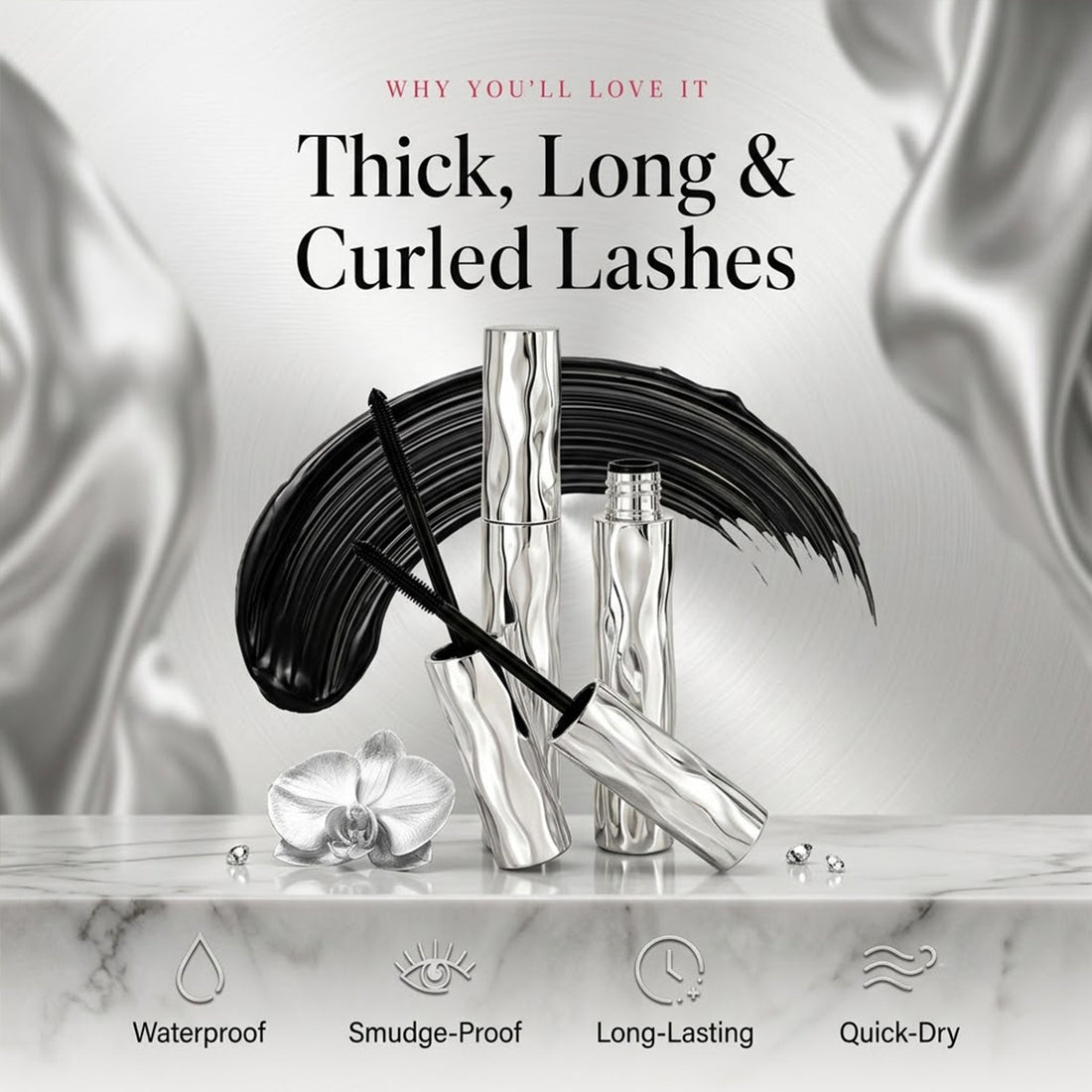 Waterproof & Sweatproof Lengthening & Curling Mascara