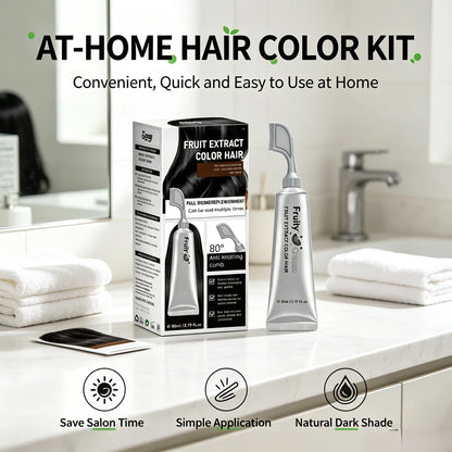 Fruit Extract Hair Dye Comb / Hair Dye Cream — Portable Home Use, Gentle Plant-Based Hair Dye for Full Hair Coloring, Reusable No Mix Hair Color