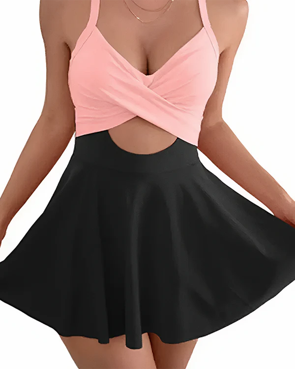High Waist Cutout One Piece Tummy Control Swimdress
