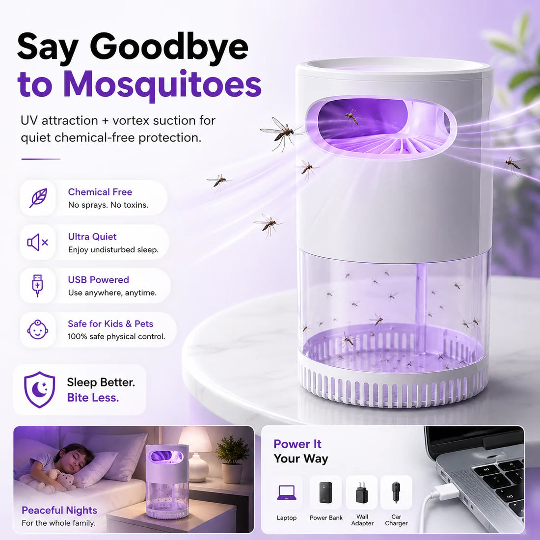 2026 Hot Seller🥳💞Over 50,000 Units Sold!👵❤️ 50% OFF TODAY! 💡USB-Powered Mosquito Trap🦟