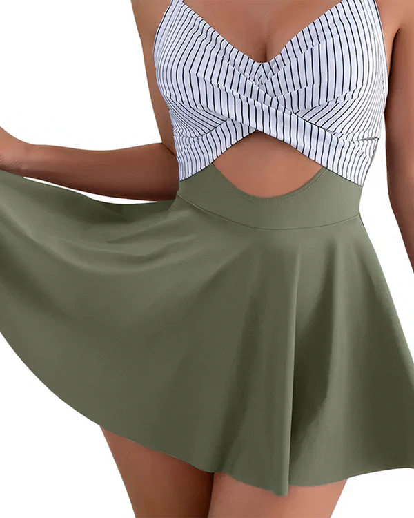 High Waist Cutout One Piece Tummy Control Swimdress