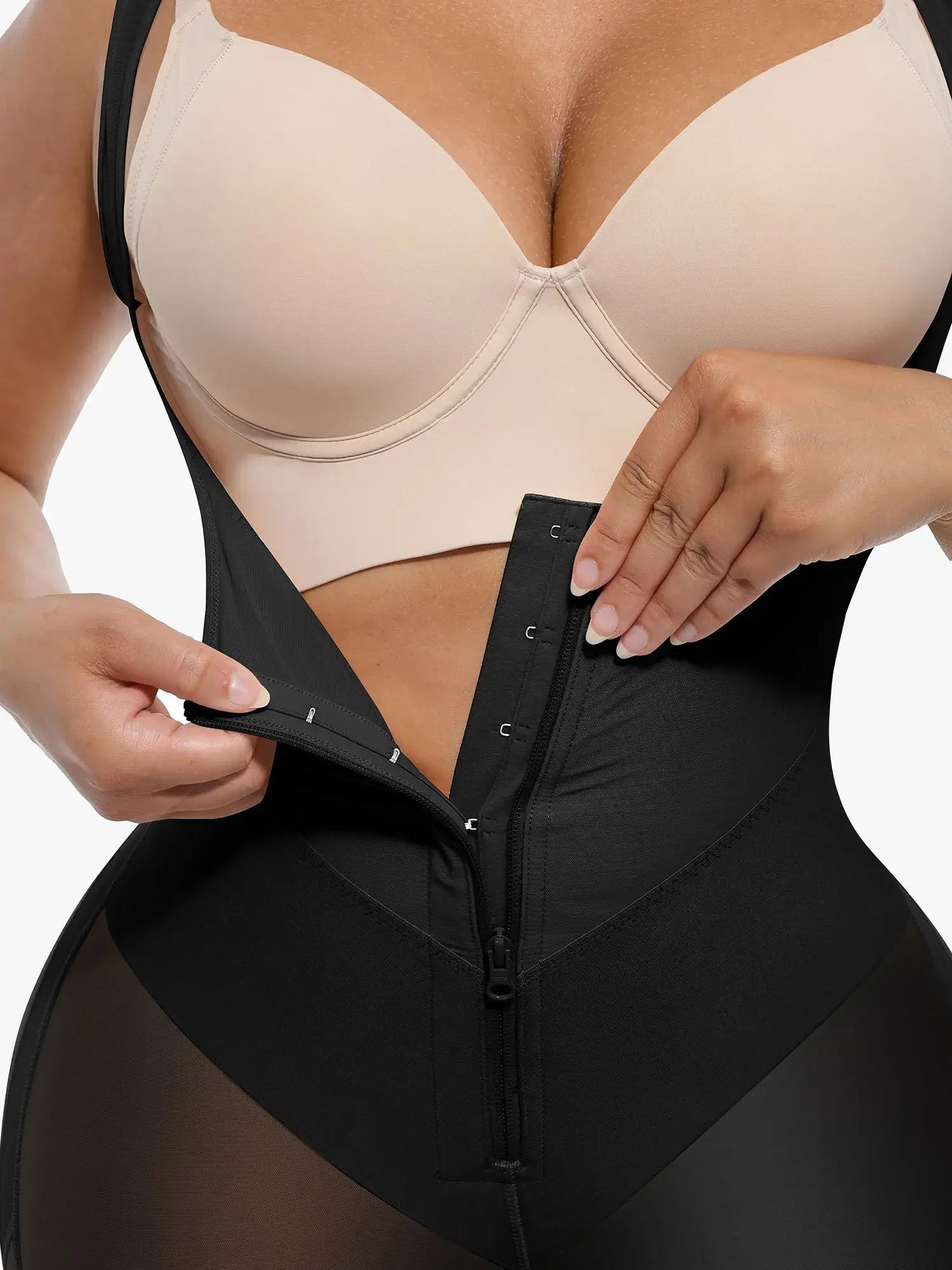 U-Shaped Faja Butt Lifting Bodysuit With Zipper Crotch
