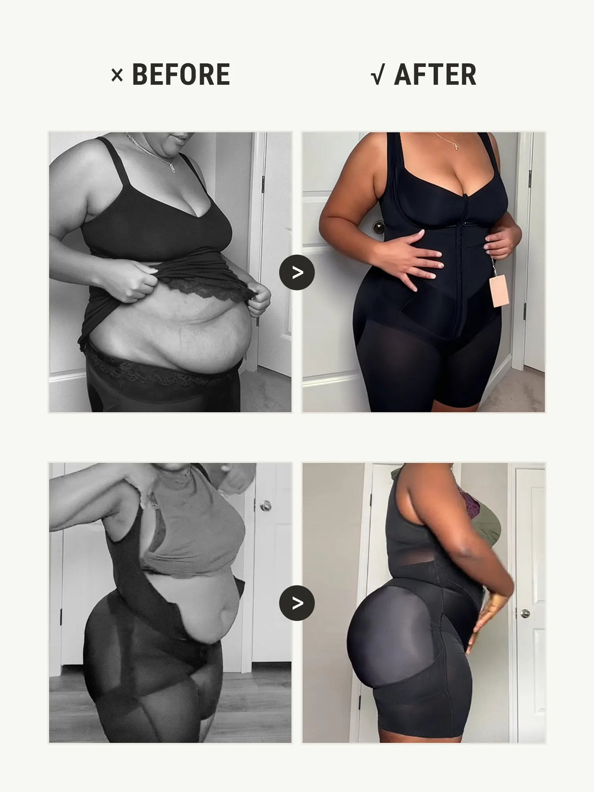 U-Shaped Faja Butt Lifting Bodysuit With Zipper Crotch