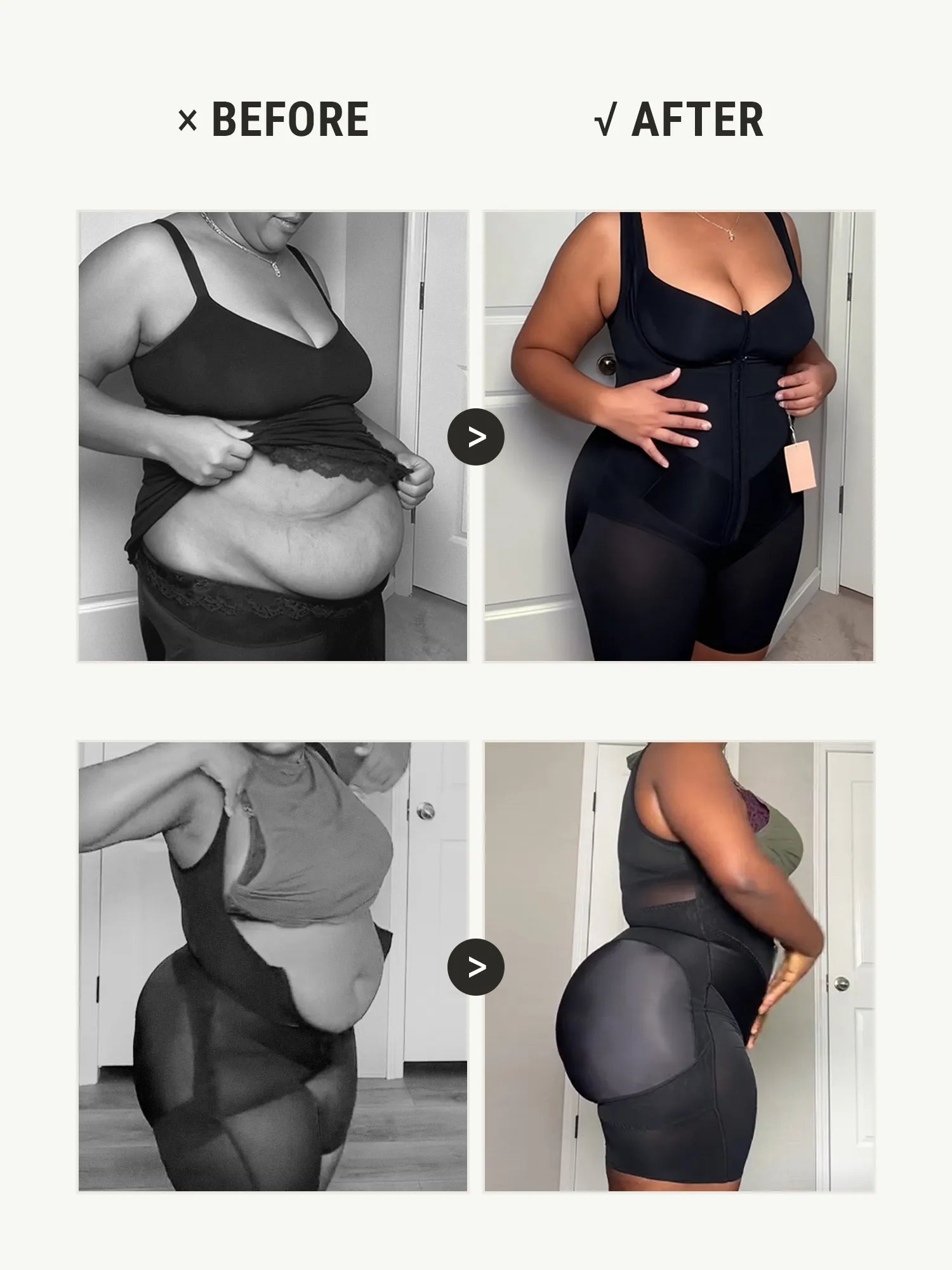 U-Shaped Faja Butt Lifting Bodysuit With Zipper Crotch